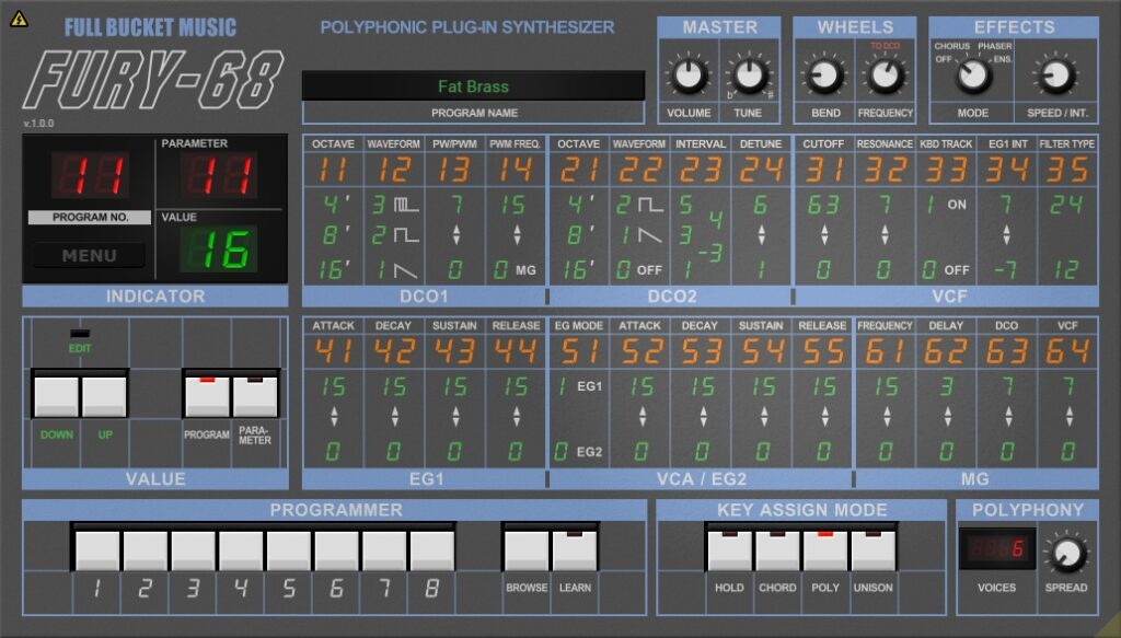 Full Bucket Music releases Fury-68 free software synthesizer