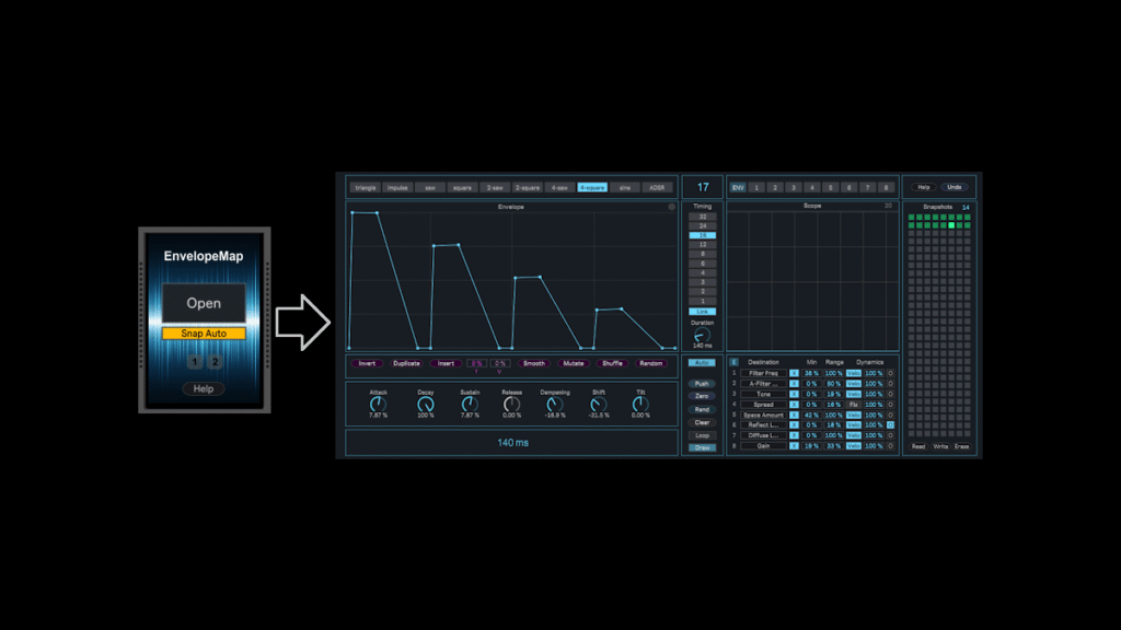 Modulate with J74 EnvelopeMap Max for Live device