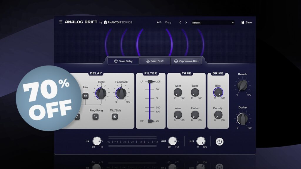 Save 70% on Analog Drift delay effect plugin by Phantom Sounds