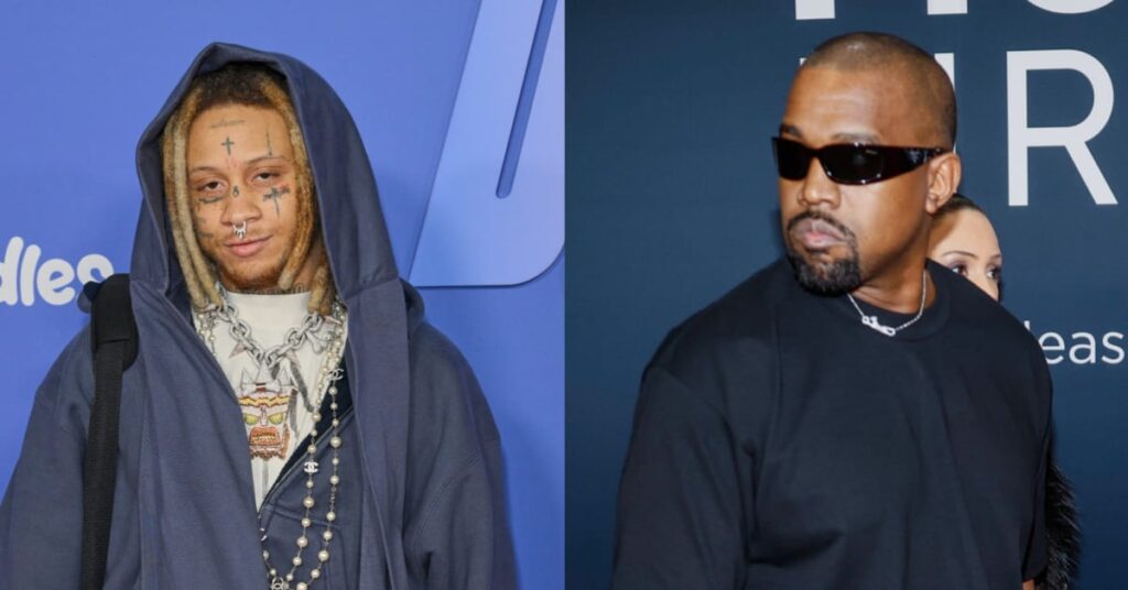 Split image of Trippie Redd and Ye.