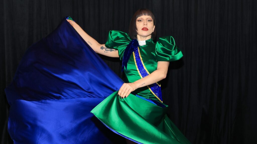 Lady Gaga poses backstage during Lady Gaga MAYHEM On The Beach: Rio de Janeiro, Brazil at Copacabana beach on May 03, 2025 in Rio de Janeiro, Brazil.
