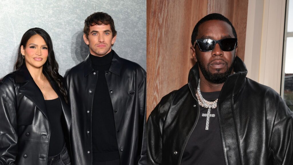 Split image of Cassie, her husband Alex Fine, and Sean Combs.
