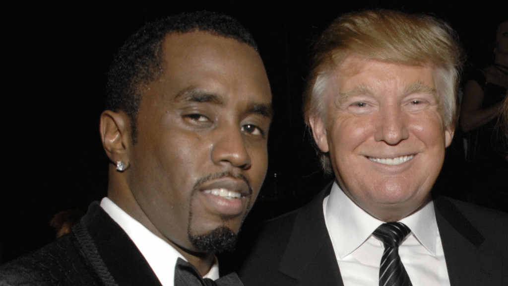 Sean "Diddy" Combs and Donald Trump smiling at an event, both in suits.