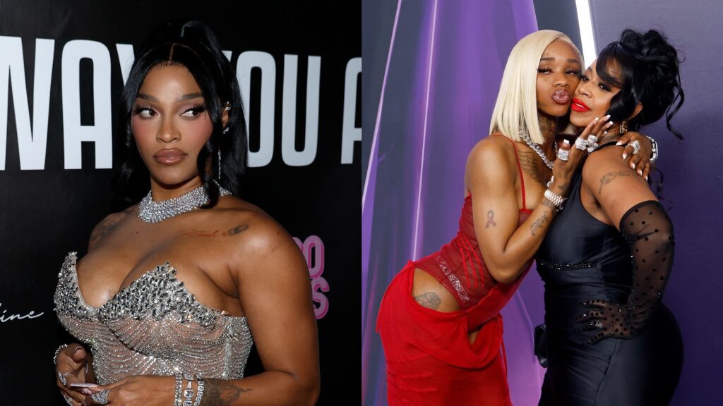 Split image of Joseline Hernandez and Sexyy Red with her mother Andrea Jenkins.