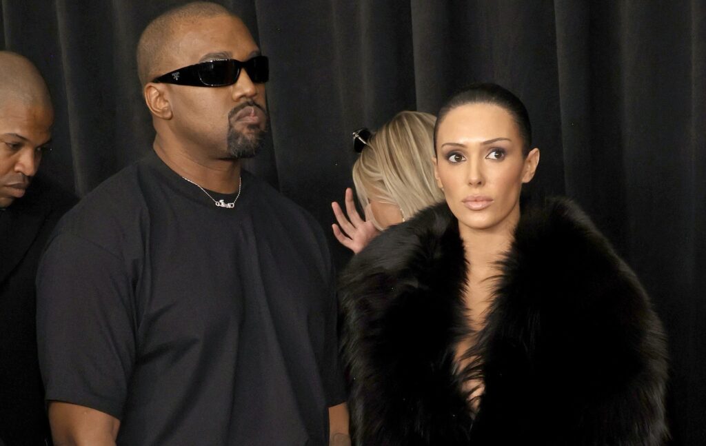 (L-R) Kanye West and Bianca Censori attend the 67th GRAMMY Awards on February 02, 2025 in Los Angeles, California.
