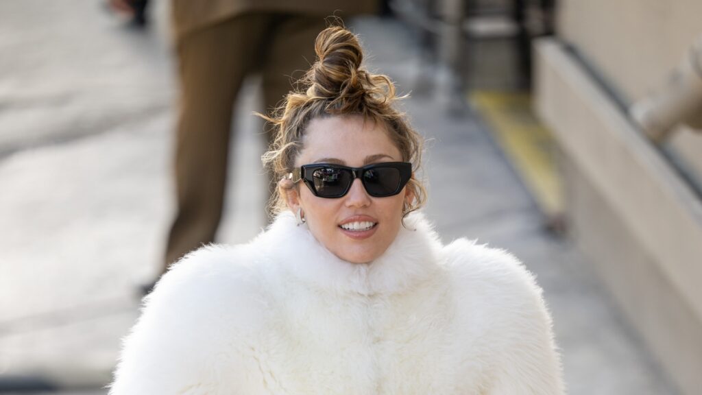 LOS ANGELES, CA - MAY 22: Miley Cyrus is seen at "Jimmy Kimmel Live!" on May 22, 2025 in Los Angeles, California.