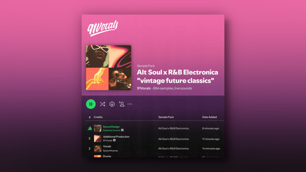 91Vocals releases Alt Soul x R&B Electronica sample pack