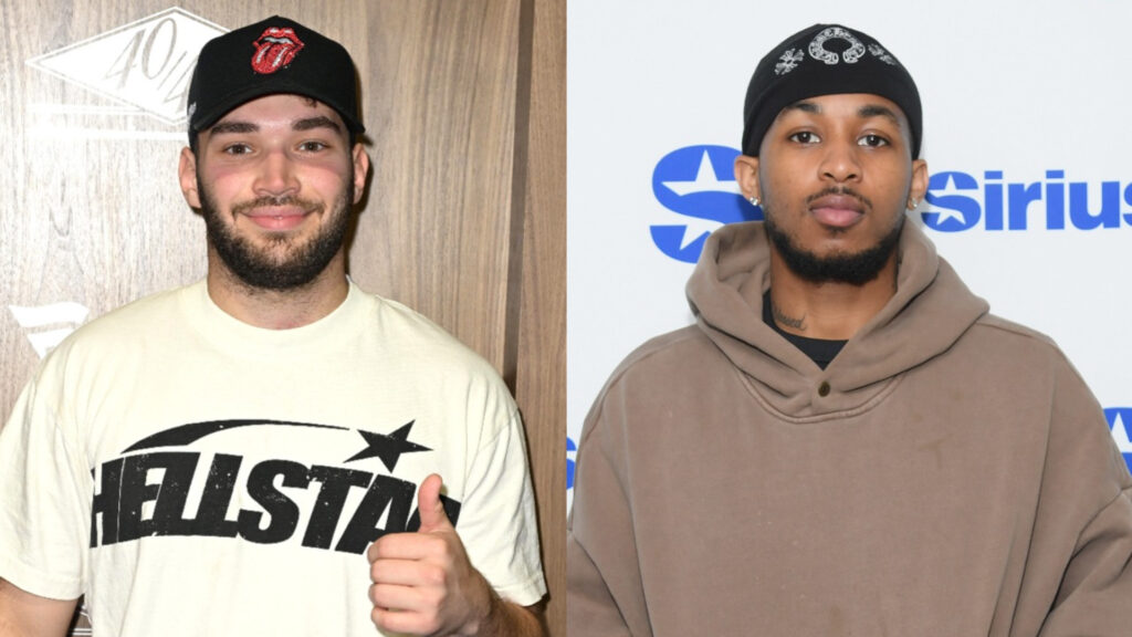 Split image of Adin Ross and DDG.