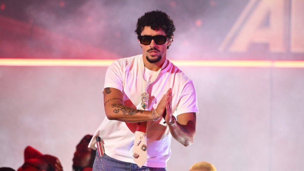 Bad Bunny at the 2025 iHeartRadio Music Awards held at the Dolby Theatre on March 17, 2025 in Los Angeles, California.