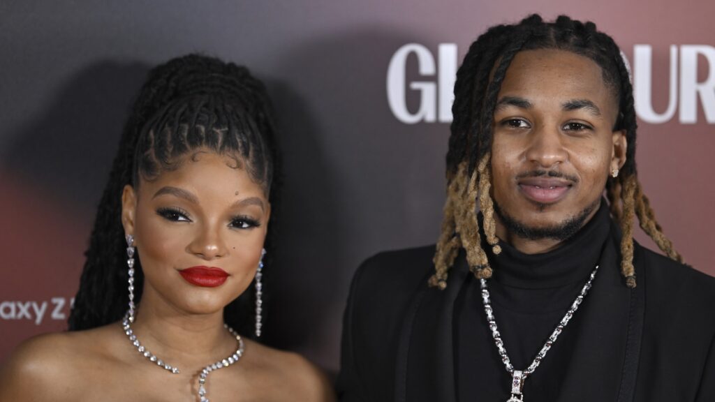 LONDON, ENGLAND - OCTOBER 17: Halle Bailey and DDG attend the Glamour Women of The Year Awards 2023 at One Marylebone on October 17, 2023 in London, England.