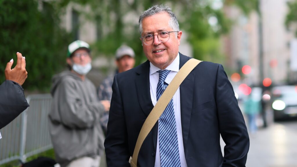 Attorney Marc Agnifilo arrives for Sean "Diddy" Combs sex trafficking trial at Manhattan Federal Court on May 21, 2025 in New York City.