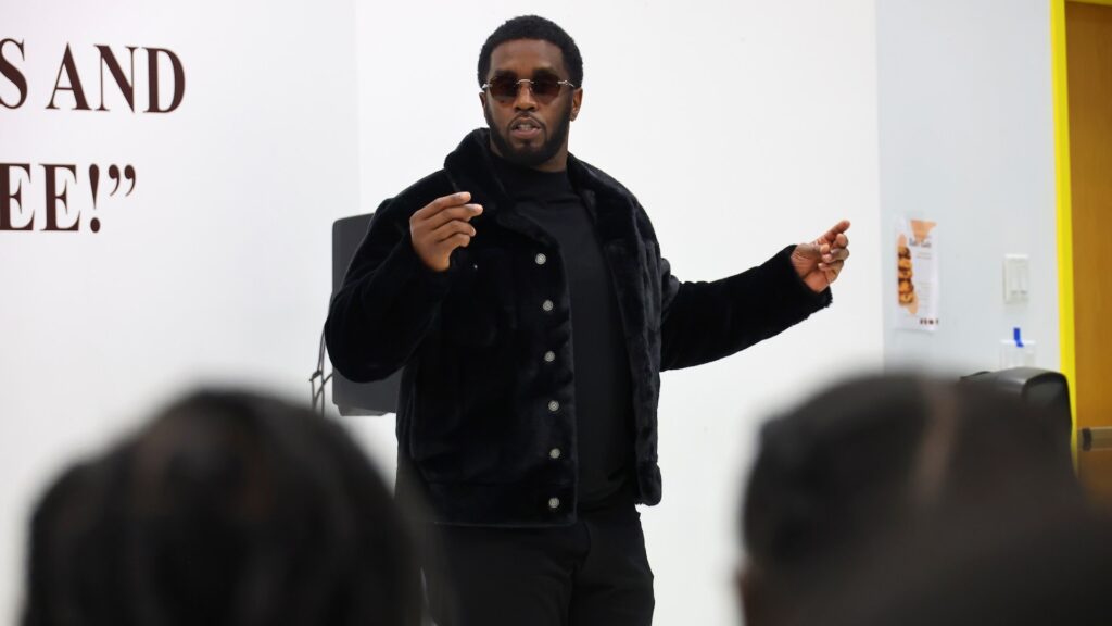 Sean “Diddy” Combs surprises students at his Capital Preparatory School in the Bronx on October 18, 2022 in New York City.
