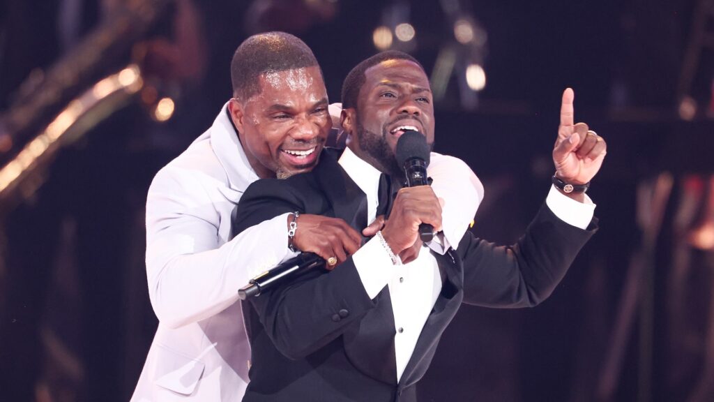 Kirk Franklin, Kevin Hart at the BET Awards 2025 held at the Peacock Theater on June 09, 2025 in Los Angeles, California.