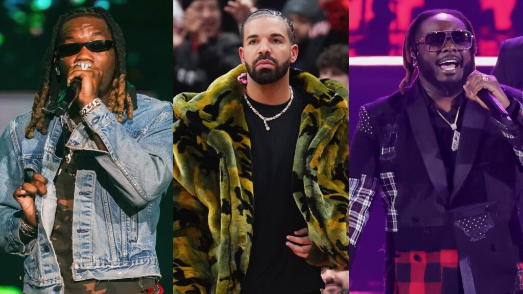 (L-R) Offset, Drake and T-Pain