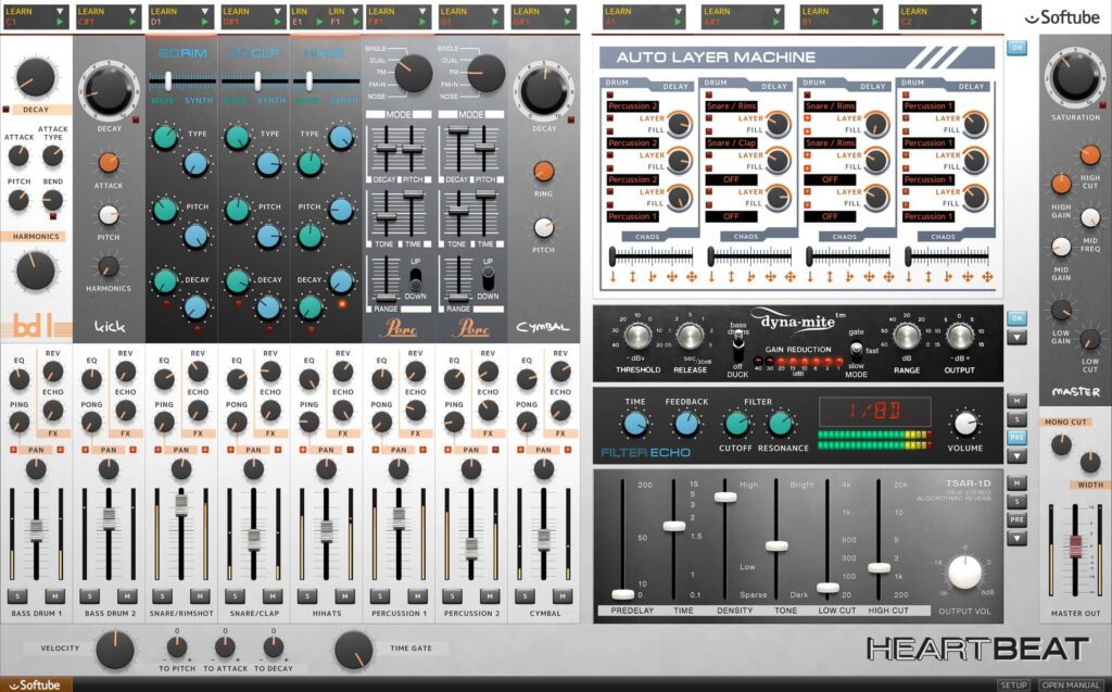 Softube Heartbeat drum machine plugin on sale for $35 USD