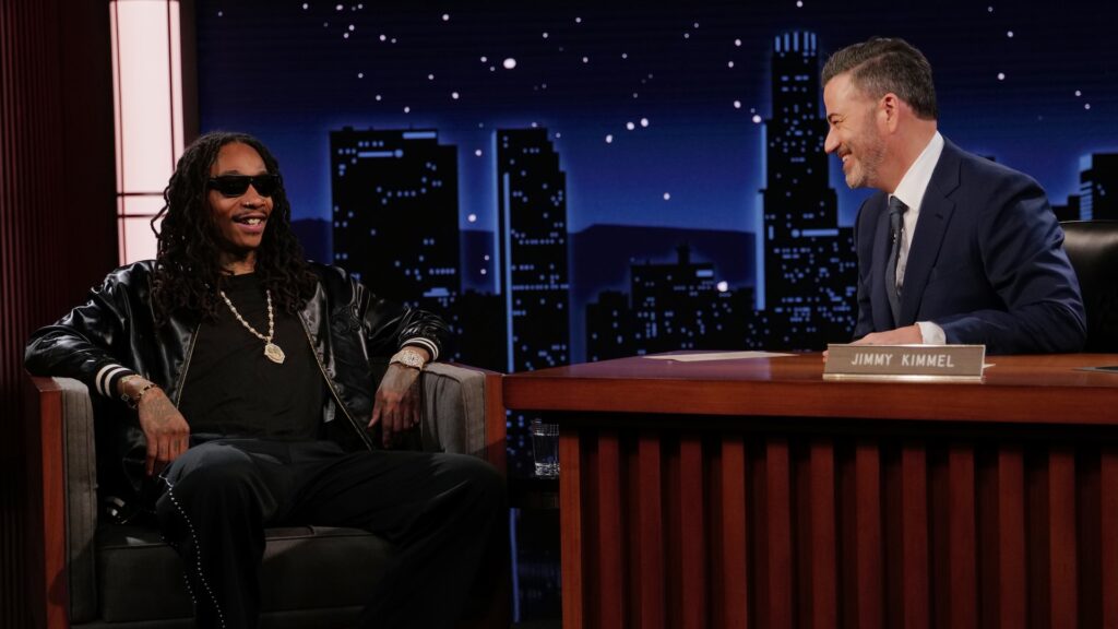 JIMMY KIMMEL LIVE! "Jimmy Kimmel Live!" airs every weeknight at 11:35 p.m. ET and features a diverse lineup of guests that include celebrities, athletes, musical acts, comedians and human interest subjects, along with comedy bits and a house band. The guests for Friday, June 13 included David Spade ("David Spade: Dandelion"), Wiz Khalifa ("Kush + Orange Juice 2"), and musical guest Wiz Khalifa.