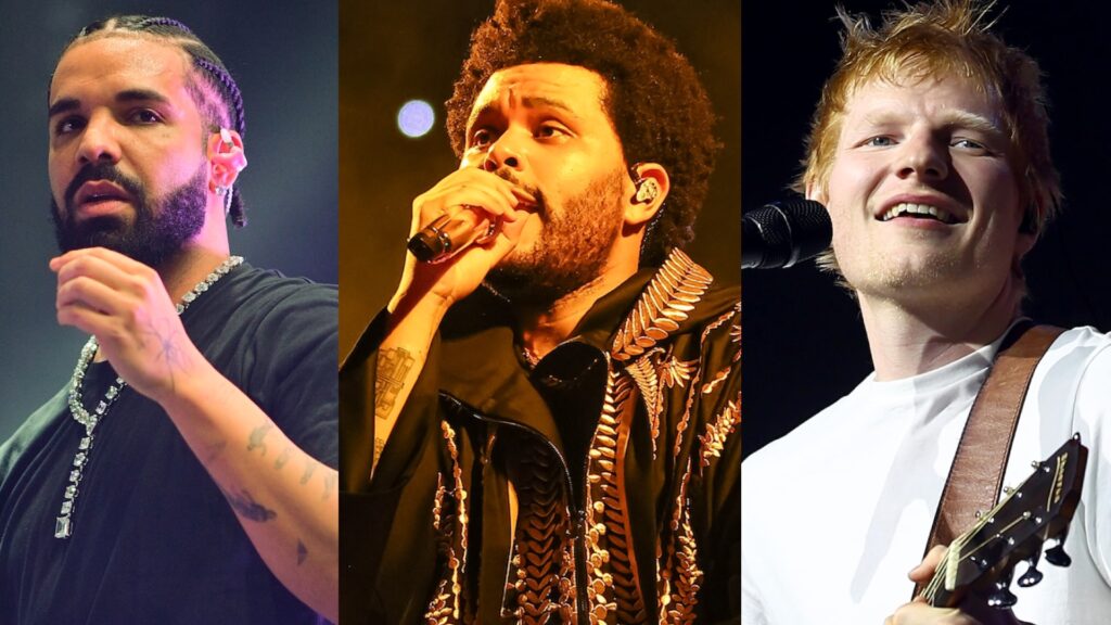 Drake, The Weeknd, Ed Sheeran