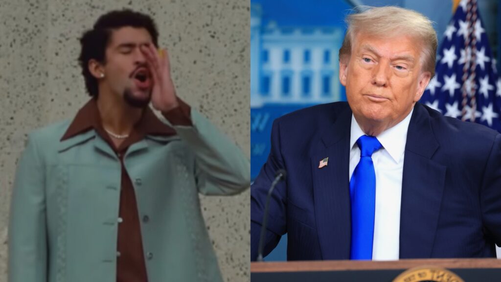 (L-R) Bad Bunny and Donald Trump.