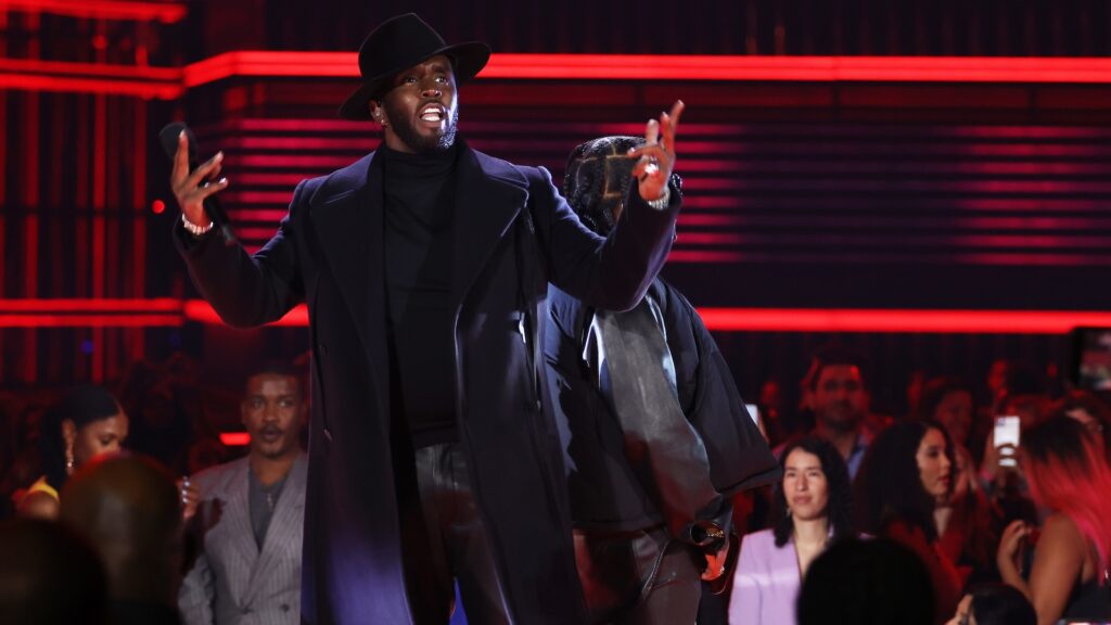 Pictured: (l-r) Sean 'Diddy' Combs on stage during the 2022 Billboard Music Awards held at the MGM Grand Garden Arena on May 15, 2022. --