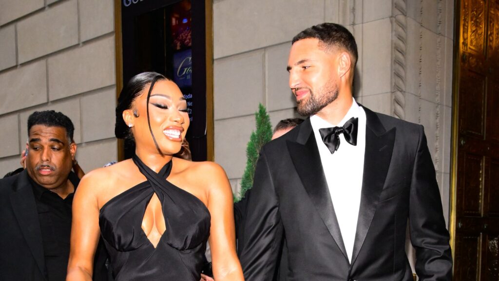 (L-R) Megan Thee Stallion and Klay Thompson.