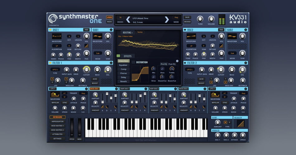 SynthMaster One wavetable synth by KV331 Audio on sale for $29 USD KV331 Synthmaster One