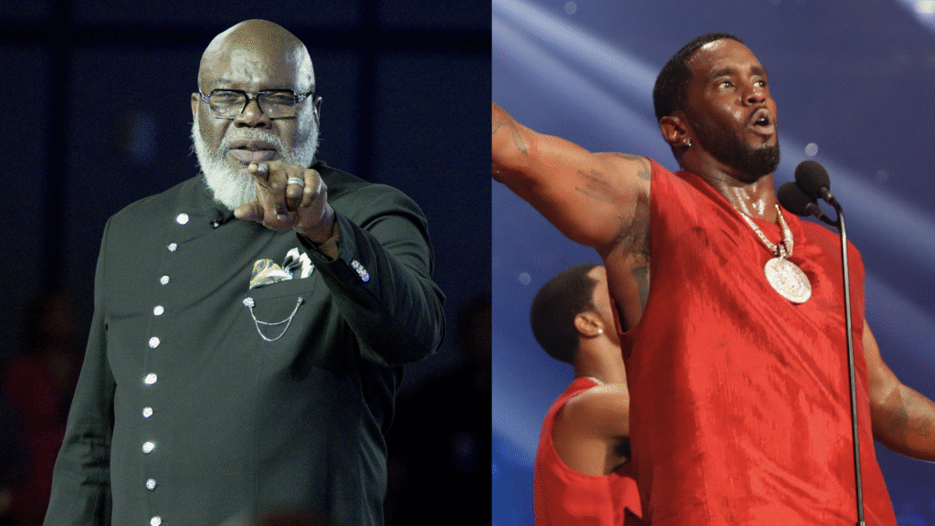 T.D. Jakes Claims 44,000 AI Bots Spread Rumors About Him … (L) Bishop T.D. Jakes speaks on stage during day 3 of the Cry Out 2024 at George R. Brown Convention Center on June 23, 2024 in Houston, Texas. (R) Diddy performs onstage during the 2023 MTV Video Music Awards at Prudential Center on September 12, 2023 in Newark, New Jersey.