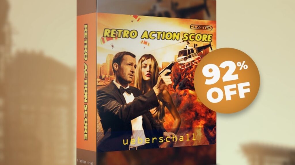 Retro Action Score sound library by Ueberschall on sale for $9 USD