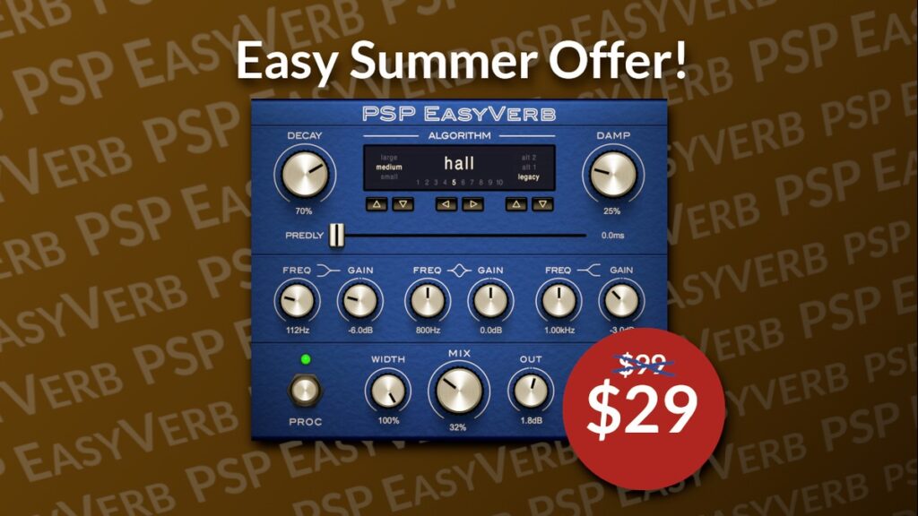 Save 70% on PSP EasyVerb 2 algorithmic reverb effect plugin