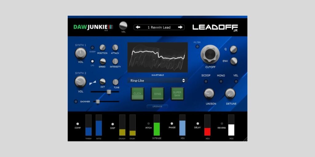 DAWJunkie releases LeadOff Jr, a FREE wavetable synth for macOS and Windows