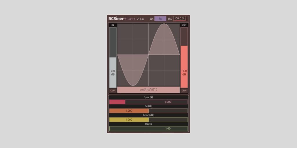 RCJacH releases FREE RCSiner distortion plugin for Windows and macOS RCSiner