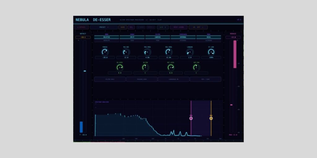 Subhankardas releases Nebula De-Esser, a FREE de-esser plugin for macOS, Windows, and Linux