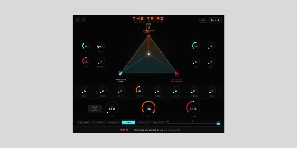 The Triad multi-algorithm distortion plugin by Carbon Fiber is FREE for a limited time