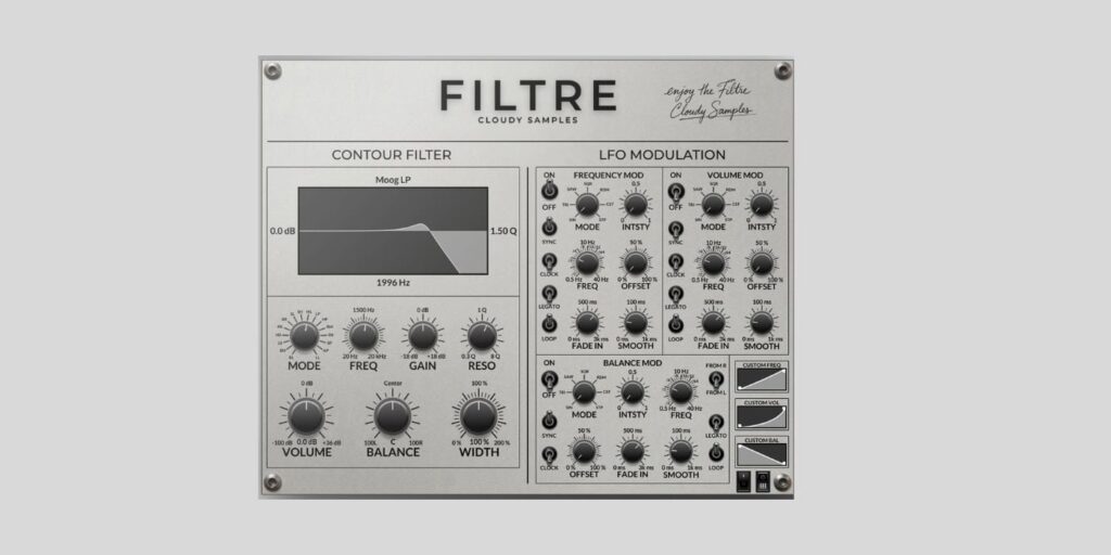 Cloudy Samples releases Filtre, a FREE filter and modulation engine for macOS and Windows