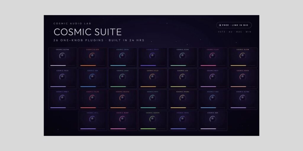 Cosmic Audio Lab releases Cosmic Suite: a FREE 26-plugin bundle for macOS and Windows