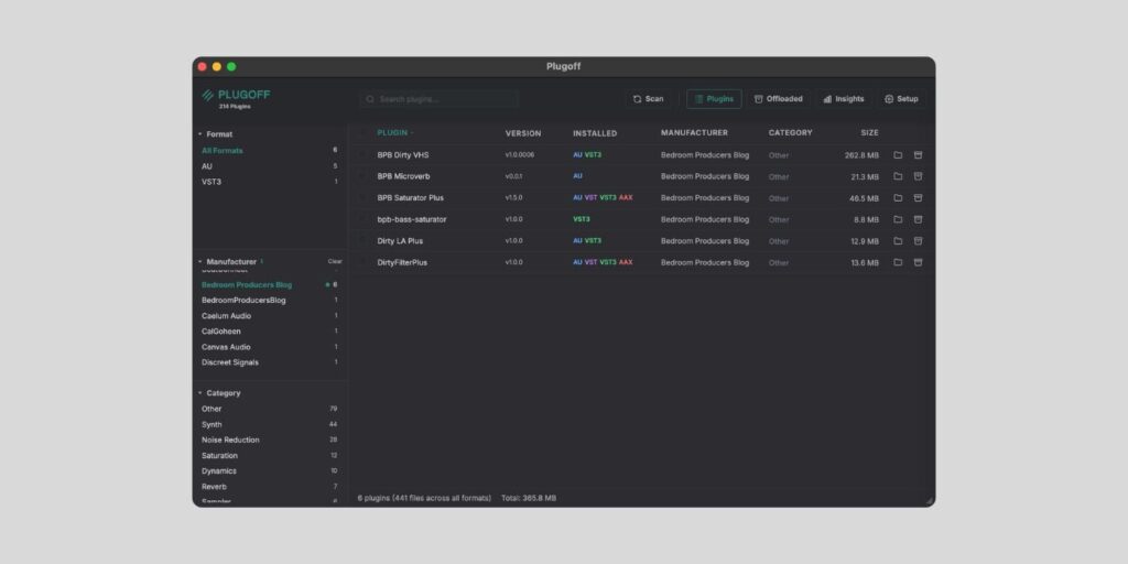 Plugoff is a FREE audio plugin manager for macOS and Windows Plugoff