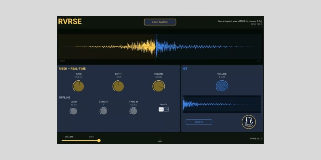 RVRSE is a FREE open-source reverse reverb riser plugin RVRSE