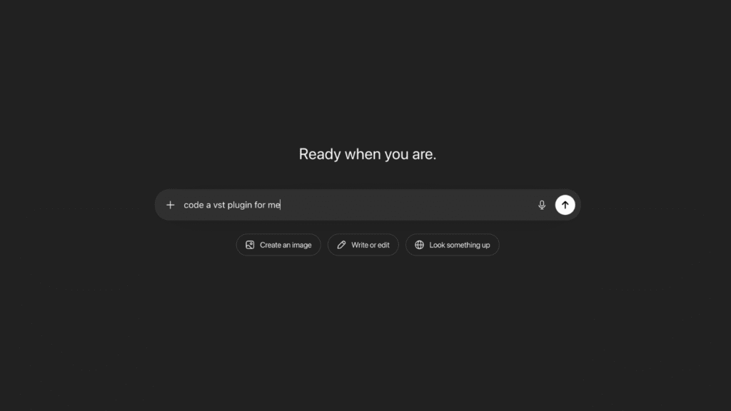 AI chat prompt that says code a vst plugin for me