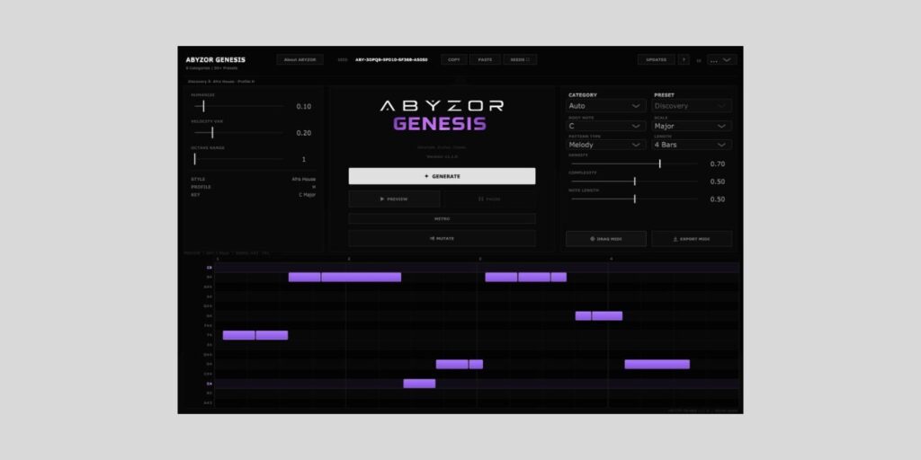 ABYZOR Audio releases Genesis, a FREE MIDI generator plugin for Windows