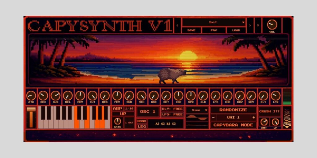 CapySynth synthwave synthesizer is FREE for the next few hours CapySynth