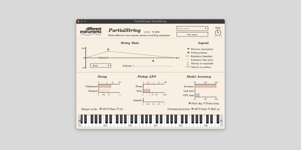 Different Instruments releases PartialString, a FREE physical modeling synth plugin Different Instruments releases PartialString, a FREE physical modeling synth plugin for macOS, Windows, and Linux