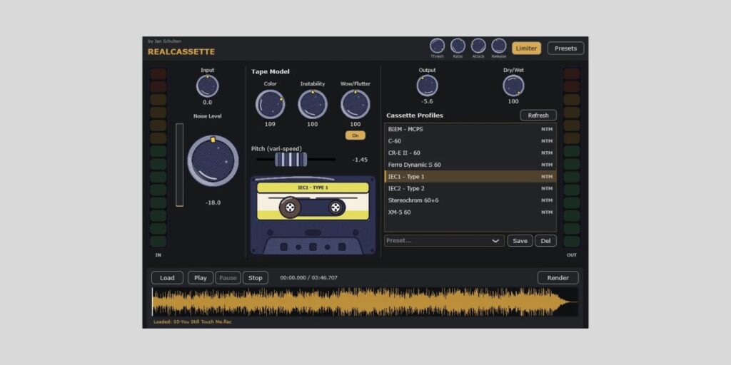 RealCassette is a FREE cassette tape plugin and standalone app for Windows RealCassette