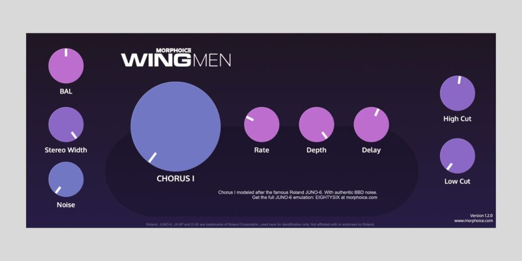 Morphoice releases WingMen, a FREE chorus plugin with eight Roland-style modes WingMen